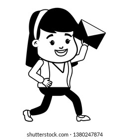 woman with mail envelope