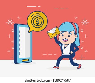 woman with mail envelope