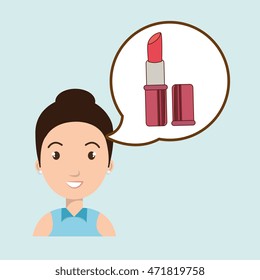 woman make up brush vector illustration design