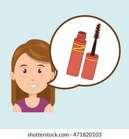 woman make up brush vector illustration design