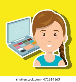 woman make up cosmetic vector illustration graphic