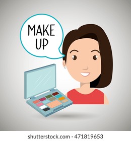 woman make up cosmetic vector illustration design