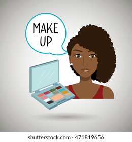 woman make up cosmetic vector illustration design