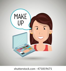 woman make up cosmetic vector illustration design