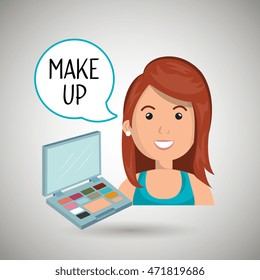 woman make up cosmetic vector illustration design
