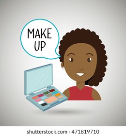 woman make up cosmetic vector illustration design