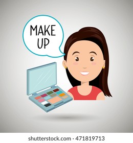 woman make up cosmetic vector illustration design