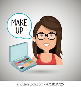 woman make up cosmetic vector illustration design