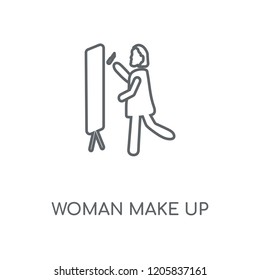Woman Make Up linear icon. Woman Make Up concept stroke symbol design. Thin graphic elements vector illustration, outline pattern on a white background, eps 10.