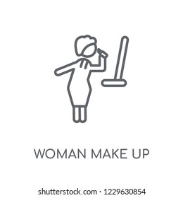 Woman Make Up linear icon. Modern outline Woman Make Up logo concept on white background from Ladies collection. Suitable for use on web apps, mobile apps and print media.