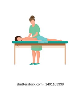 Woman make massage to young girl at her back