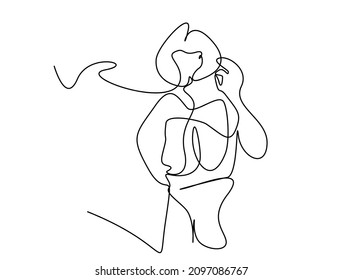 woman makes okey like sign drawing art design