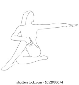 Woman makes yoga exercise. Yoga Positions. Yoga meditation. Silhouette