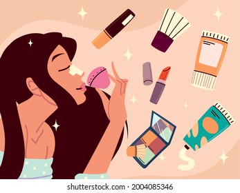 Das Make-up-Kit für Frauen enthält einen Lippenstift für die Augen
