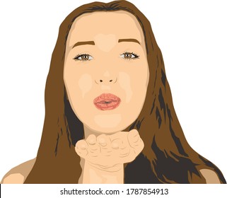 Woman making an air kiss gesture