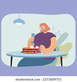 woman making cake vector design illustration