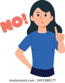 woman making a gesture of refusal, no, woman refusing, woman saying no animation 4k