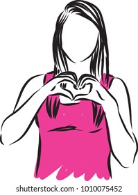 woman making a heart shape vector illustration