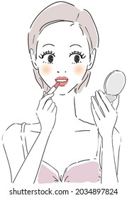 Woman Making Lipstick person vector illustration