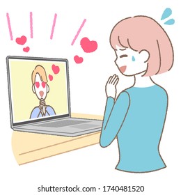 Woman making an online call
