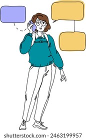 Woman making a phone call (vector)