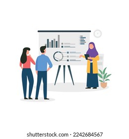 Woman making presentation concept vector illustration