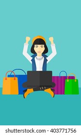 Woman making purchases online.