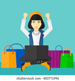 Woman making purchases online.
