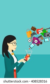 Woman making purchases online.