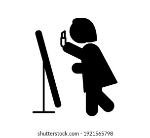 Frauen, die Vektorsymbol machen.  Bearbeitbarer Strich. Lineares Symbol für Webdesign und mobile Apps, Logo. Symbolillustration. Pixel-Vektorgrafiken - Vektorgrafik