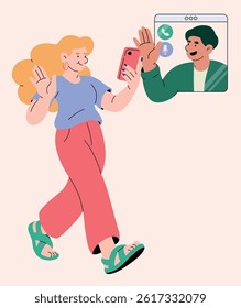 Woman Making a Video Call via Smartphone