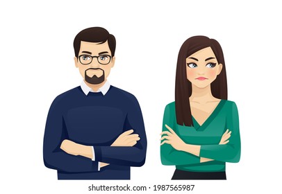 Woman and man angry emotion vector illustartion