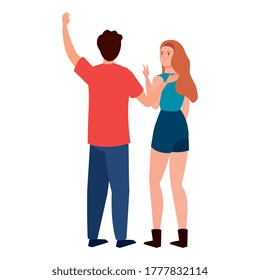 Woman and man avatar backwards design, Person people and human theme Vector illustration