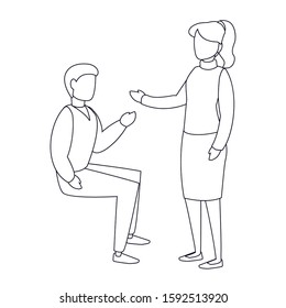 Woman and man avatar sitting design, Person people human profile and user theme Vector illustration