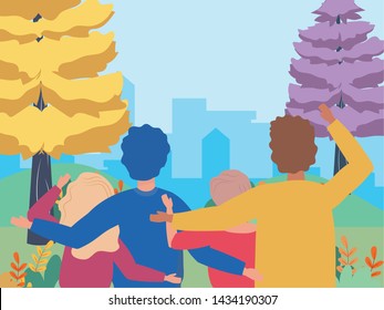 Woman and man avatars in the park design