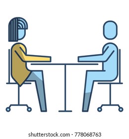 woman and man business sitting communication team