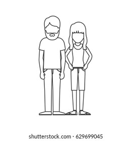 Woman and man cartoon icon. Couple relationship family love and romance theme. Isolated and silhouette design. Vector illustration