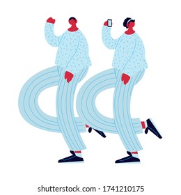 Woman and man cartoon with smartphone chatting design, Message chat and communication theme Vector illustration