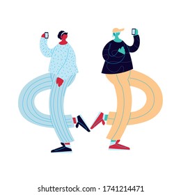 Woman and man cartoon with smartphone chatting design, Message chat and communication theme Vector illustration