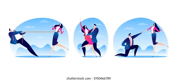 Woman man character couple in love set, vector illustration. Cartoon lover people relationship, romantic scene with young girlfriend boyfriend