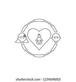 woman with man in a circle child icon. Element of cyber security for mobile concept and web apps icon. Thin line icon for website design and development, app development