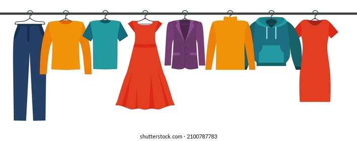 Woman and man clothes and accessories collection - fashion wardrobe - vector color illustration Eps 10