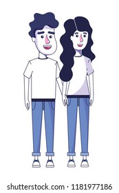 woman and man couple with casual clothes