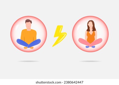 Woman and man couple communication problems web banner. Vector concept illustration. Person in soap bubble, angry mood. - Powered by Shutterstock - Get 15% off with code: PIKWIZARD15