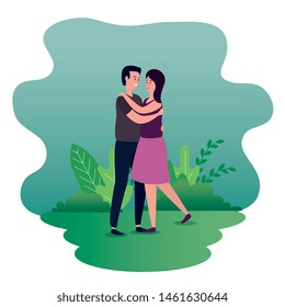 woman and man couple dancing together
