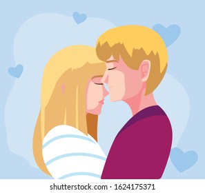 Woman and man couple hugging design of love passion romantic valentines day wedding decoration and marriage theme Vector illustration