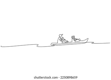 woman man couple kayak canoe water sea lake line adventure relax race line drawing