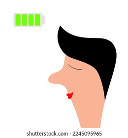 Woman man. Cute cartoon funny character. Happy Valentines Day. Kissing couple. Smooch kiss. Red lips. Profile face. Black hair. Love card. Family person. First date Flat design White background Vector