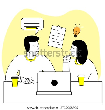 A woman and a man decide on work issues. Dialogue and the desire for mutual understanding between two people