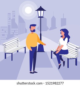 Woman and man design, Park nature outdoor season spring and summer theme Vector illustration
